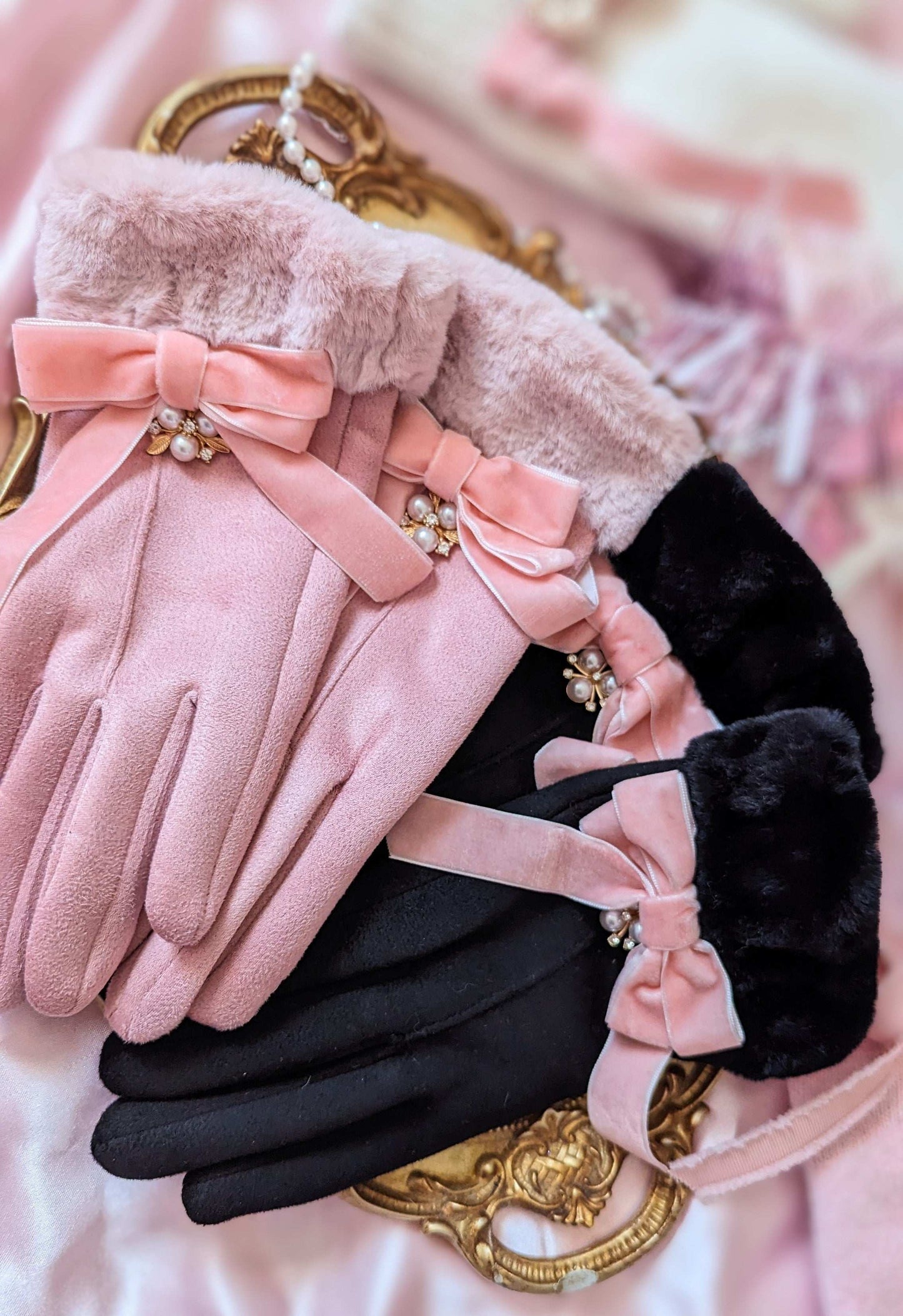 Elegant Faux Fur Trim Gloves