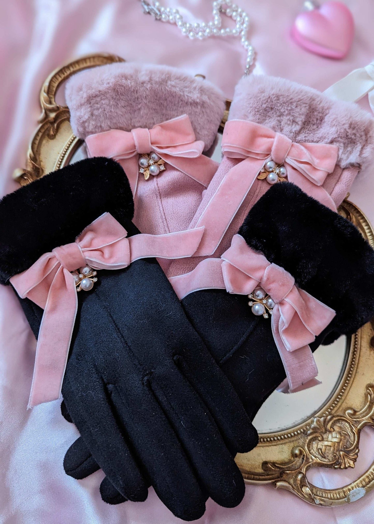 Elegant Faux Fur Trim Gloves