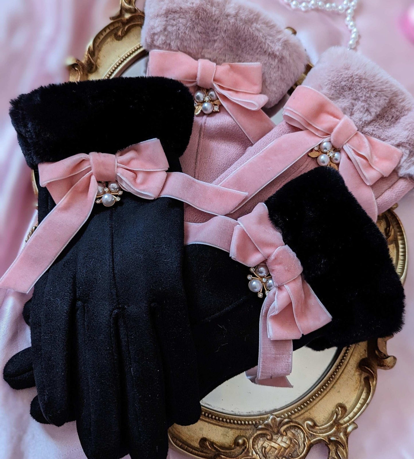 Elegant Faux Fur Trim Gloves