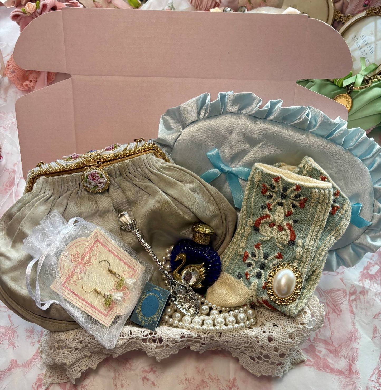 Vintage Christmas Gift Box- Blue Bundle